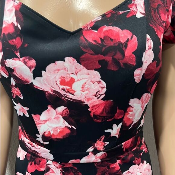 Vintage Eva.Mendes-Floral Black and Pink Dress - Picture 2 of 7